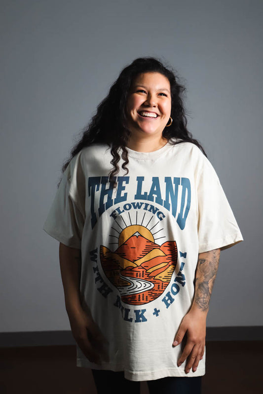 The Land Flowing with Milk & Honey - Natural Oversized Tee